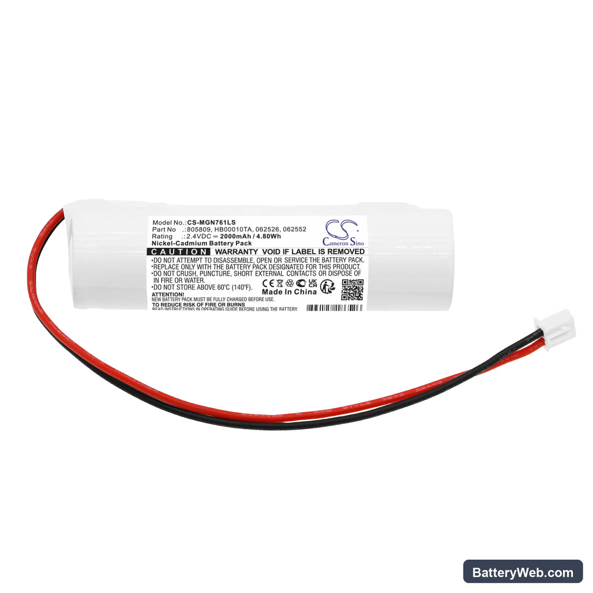 Legrand ECO 1 Replacement Battery, 2.4V, 2000mAh, Ni-CD 3