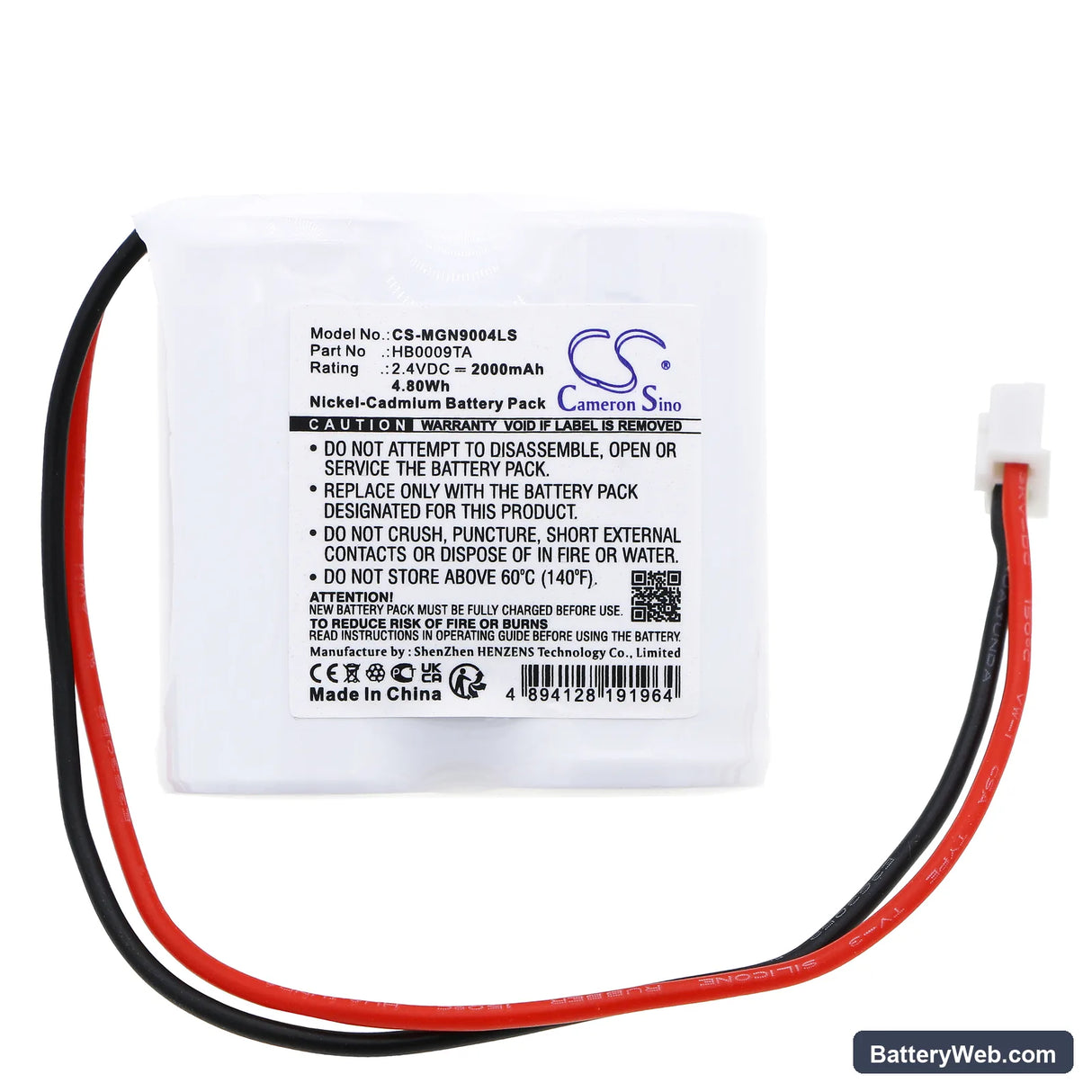Legrand 111013 Replacement Battery, 2.4V, 2000mAh, Ni-CD 3