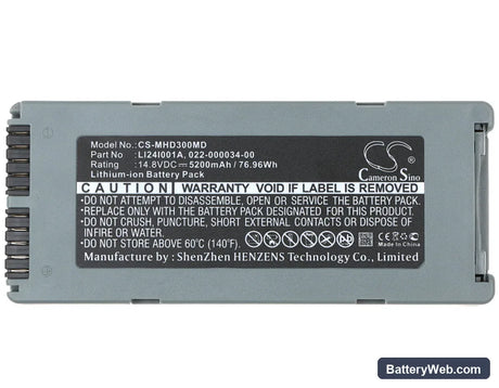 Mindray BeneHeart D3 Replacement Battery, 14.8V, 5200mAh, Li-ion 5