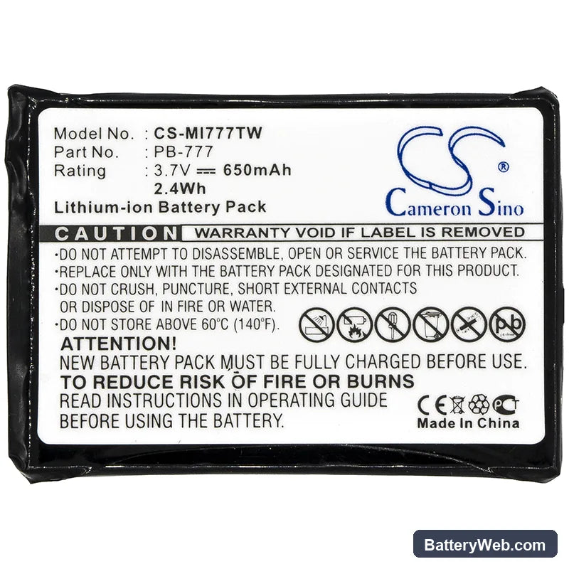 Midland 777 Replacement Battery, 3.7V, 650mAh, Li-ion 5