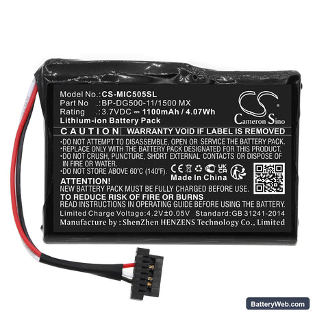 Magellan cyclo 500 HC Replacement Battery, 3.7V, 1100mAh, Li-ion 3