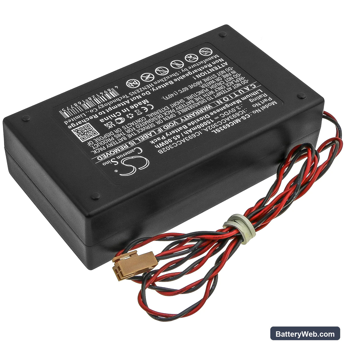 GE Fanuc IC693ACC302A Replacement Battery, 3V, 15000mAh, Li-MnO2 2