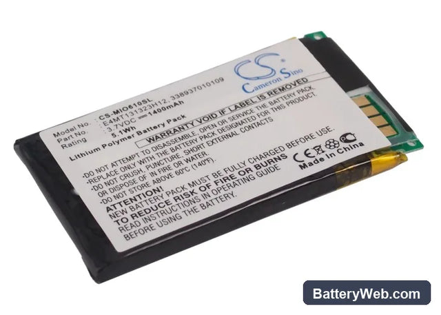 Mitac Mio H610 Replacement Battery, 3.7V, 1400mAh, Li-ion 1