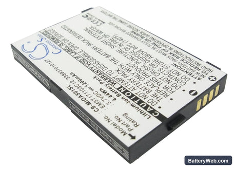 Mitac Mio A500 Replacement Battery, 3.7V, 1200mAh, Li-ion 2
