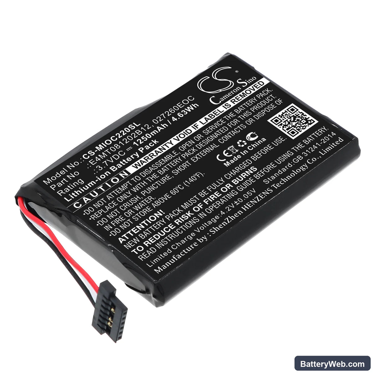 CLARION MAP 770 Replacement Battery, 3.7V, 1250mAh, Li-ion 1