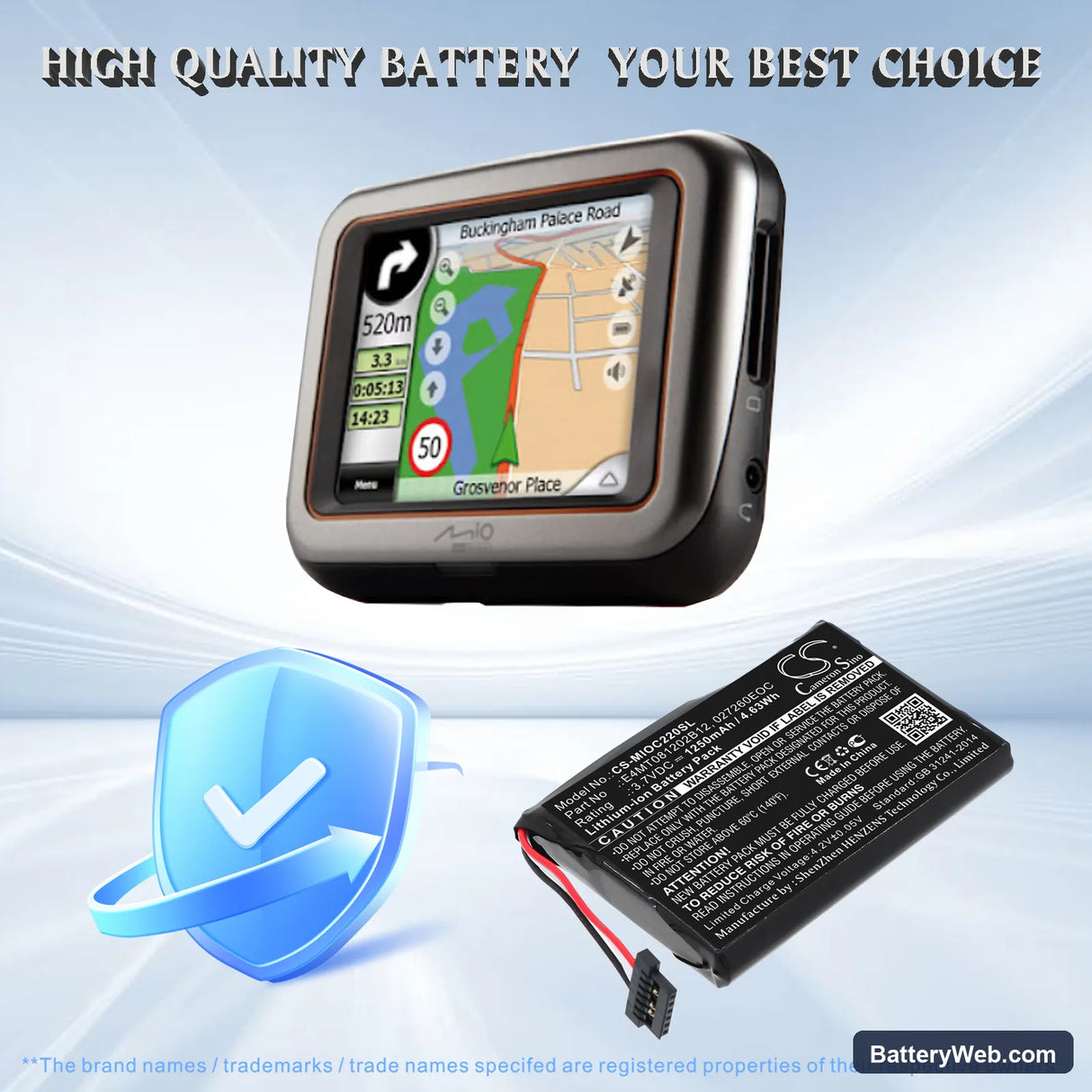 CLARION MAP 770 Replacement Battery, 3.7V, 1250mAh, Li-ion 6