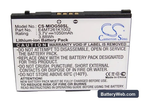 Mitac Mio Leap G50 Replacement Battery, 3.7V, 1050mAh, Li-ion 5