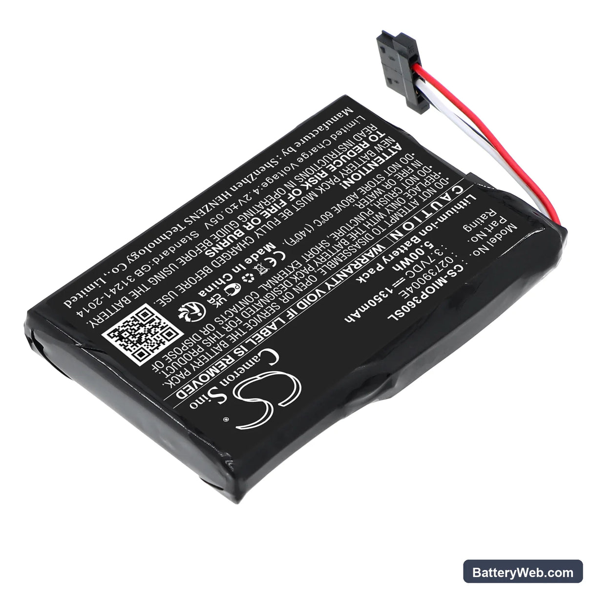 Mitac Mio P360 Replacement Battery, 3.7V, 1350mAh, Li-ion 2