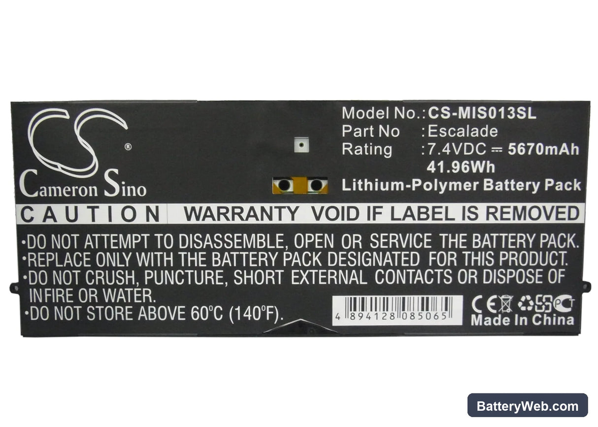 Microsoft Surface Pro Replacement Battery, 7.4V, 5670mAh, Li-Polymer 5