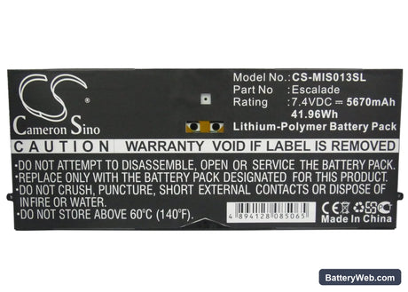 Microsoft Surface Pro Replacement Battery, 7.4V, 5670mAh, Li-Polymer 5