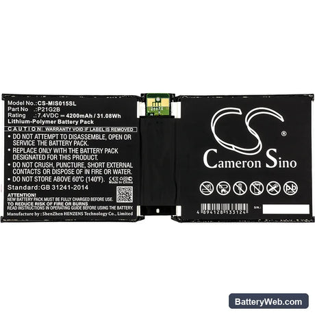 Microsoft Surface 2 RT2 1572 Replacement Battery, 7.4V, 4200mAh, Li-Polymer 3
