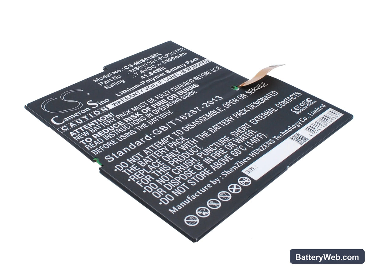 Microsoft Surface 3 Replacement Battery, 7.6V, 5500mAh, Li-Polymer 1