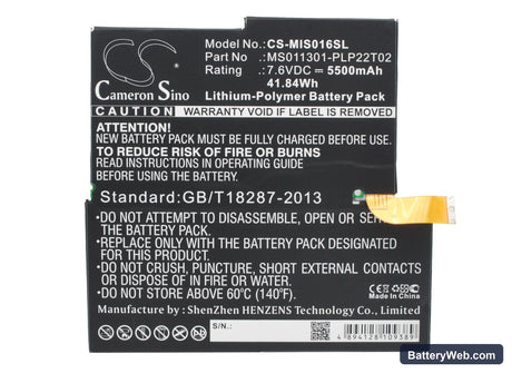 Microsoft Surface 3 Replacement Battery, 7.6V, 5500mAh, Li-Polymer 5