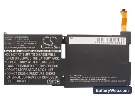 Microsoft Surface Replacement Battery, 7.4V, 4250mAh, Li-Polymer 5