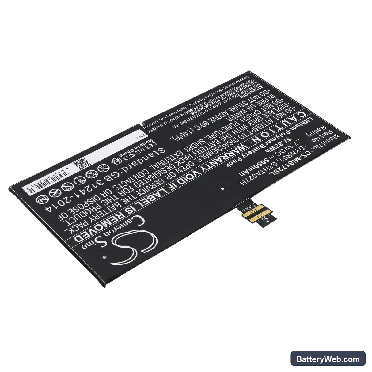 Microsoft Surface 4 Replacement Battery, 7.5V, 5050mAh, Li-Polymer 2