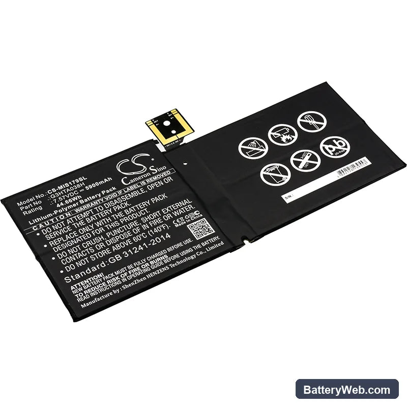 Microsoft Surface Pro 6 1807 Replacement Battery, 7.57V, 5900mAh, Li-Polymer 1