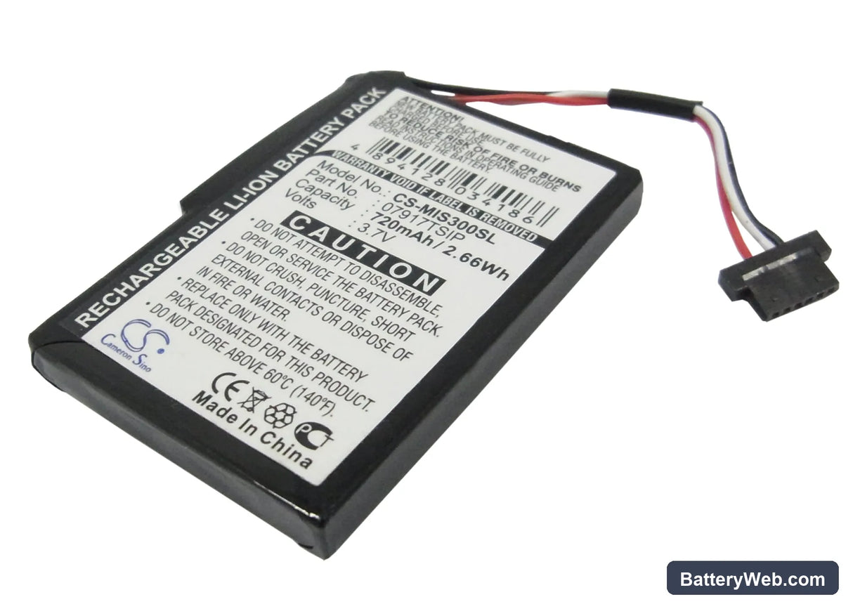 Mitac Mio Spirit 300 Replacement Battery, 3.7V, 720mAh, Li-ion 1