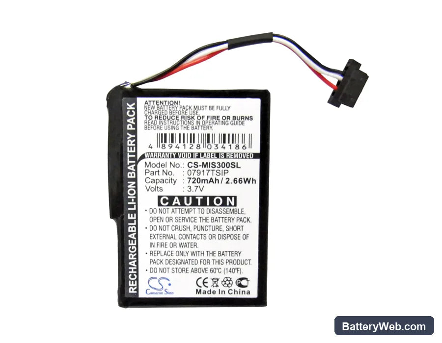 Mitac Mio Spirit 300 Replacement Battery, 3.7V, 720mAh, Li-ion 5