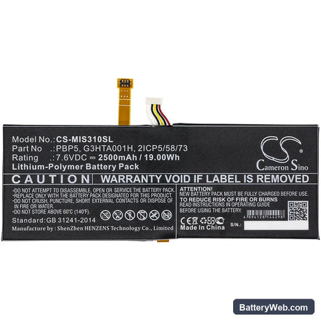 Microsoft SurfaceBook with Performance base Replacement Battery, 7.6V, 2500mAh, Li-Polymer 3