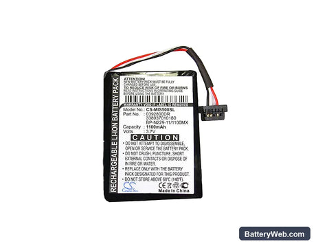 Mitac Mio Moov S500 Replacement Battery, 3.7V, 1100mAh, Li-ion 5
