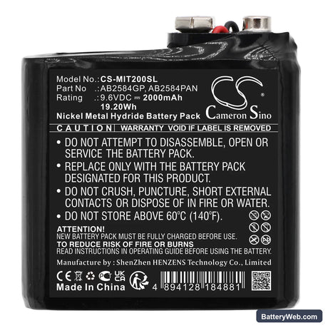 Megger TDR2000-C Replacement Battery, 9.6V, 2000mAh, Ni-MH 3