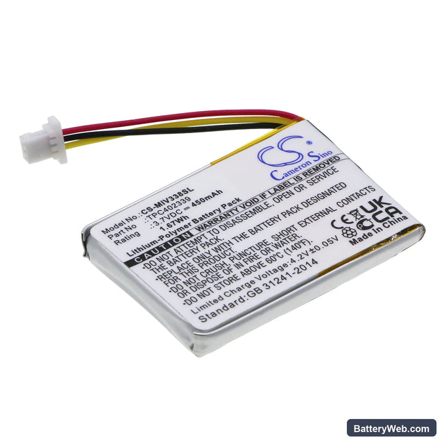 PapaGo F210 Replacement Battery, 3.7V, 450mAh, Li-Polymer 1