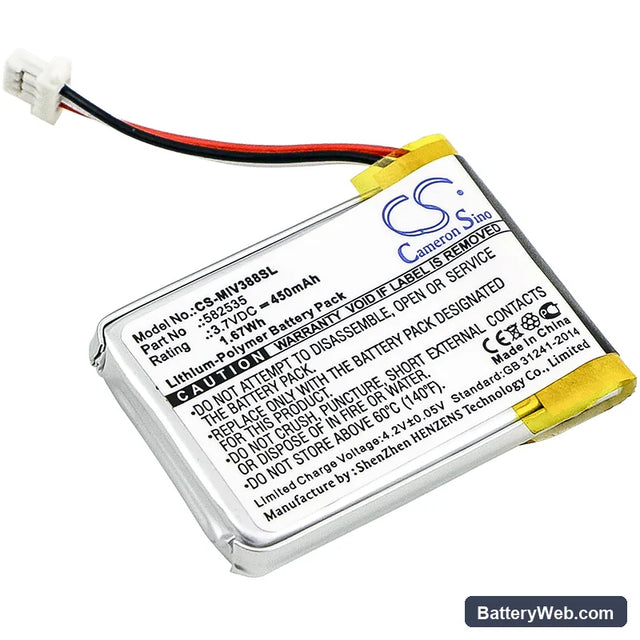 HP F520 Replacement Battery, 3.7V, 450mAh, Li-Polymer 1
