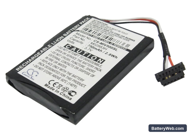Mitac Mio Moov 500 Replacement Battery, 3.7V, 750mAh, Li-ion 1