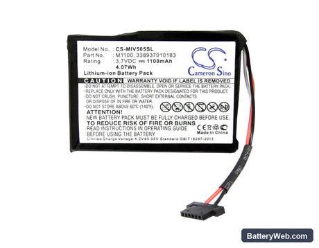 Navman Spirit V505 TV Replacement Battery, 3.7V, 1100mAh, Li-ion 5