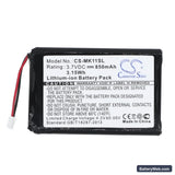 Toshiba MK 11 Replacement Battery, 3.7V, 850mAh, Li-ion 3