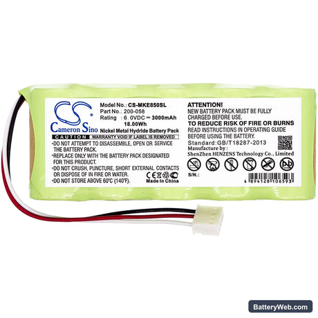 Panametrics Magna-Mike 8500 Replacement Battery, 6V, 3000mAh, Ni-MH 3