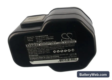 Milwaukee 0502-23 Replacement Battery, 12V, 2100mAh, Ni-MH 5