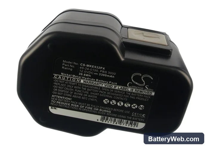 Milwaukee 0502-23 Replacement Battery, 12V, 3300mAh, Ni-MH 5