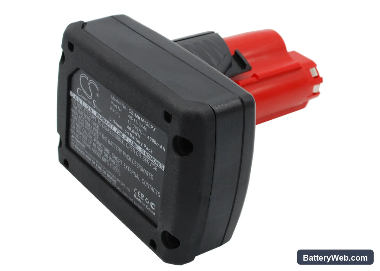 Milwaukee M12 Replacement Battery, 12V, 4000mAh, Li-ion 2