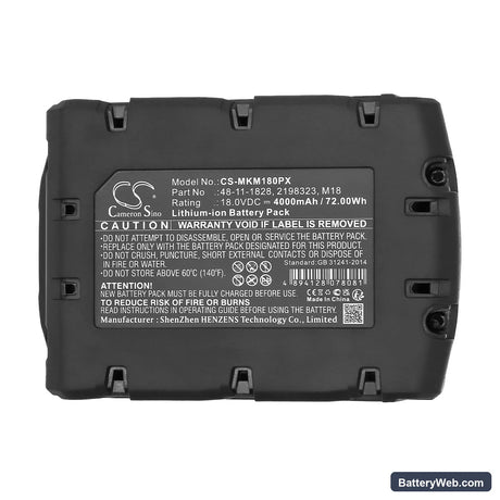 Fromm P318 Replacement Battery, 18V, 4000mAh, Li-ion 6