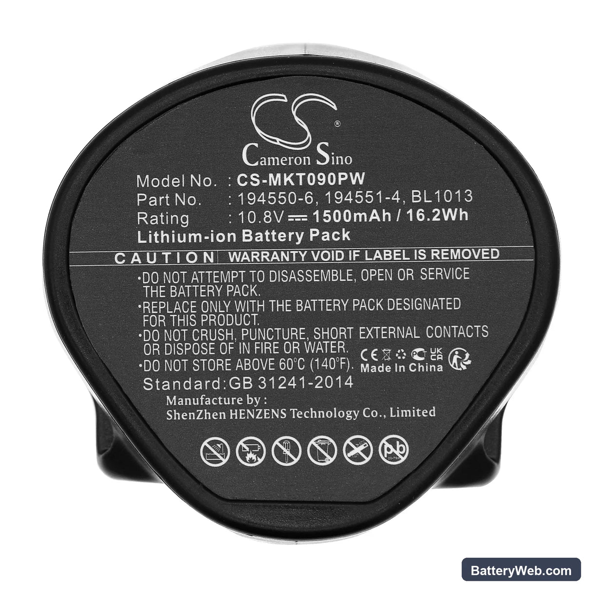 Makita CL102DZX Replacement Battery, 10.8V, 1500mAh, Li-ion 5