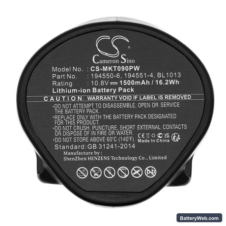 Makita CL102DZX Replacement Battery, 10.8V, 1500mAh, Li-ion 5