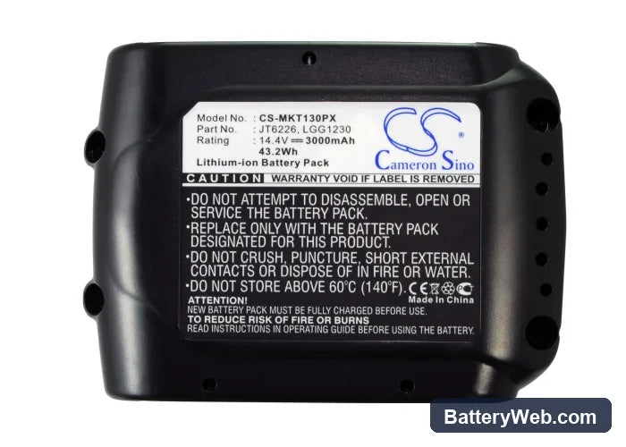 DOLMAR AH-3756 XE3 Replacement Battery, 14.4V, 3000mAh, Li-ion 1