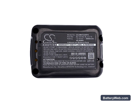 Makita 12V Max CXT Tool Replacement Battery, 12V, 5000mAh, Li-ion 5