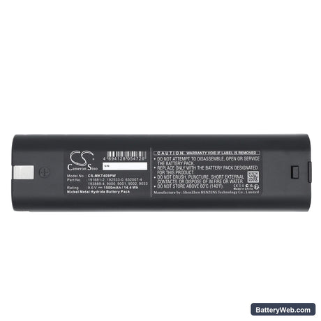 Makita 4093D Replacement Battery, 9.6V, 1500mAh, Ni-MH 5