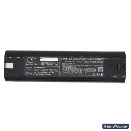 Makita 4093D Replacement Battery, 9.6V, 3000mAh, Ni-MH 5