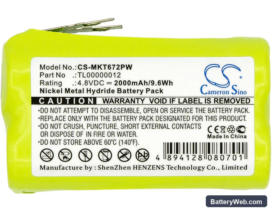 Makita 6722DW Replacement Battery, 4.8V, 2000mAh, Ni-MH 3