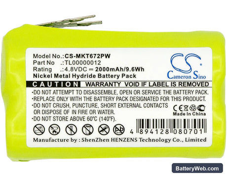 Makita 6722DW Replacement Battery, 4.8V, 2000mAh, Ni-MH 3