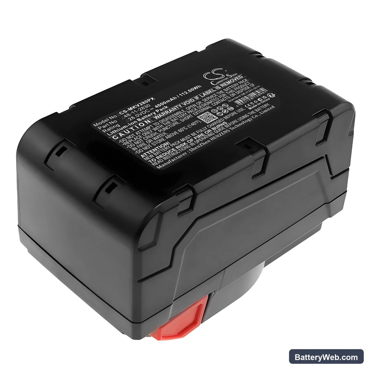 Milwaukee V28 Replacement Battery, 28V, 4000mAh, Li-ion 3