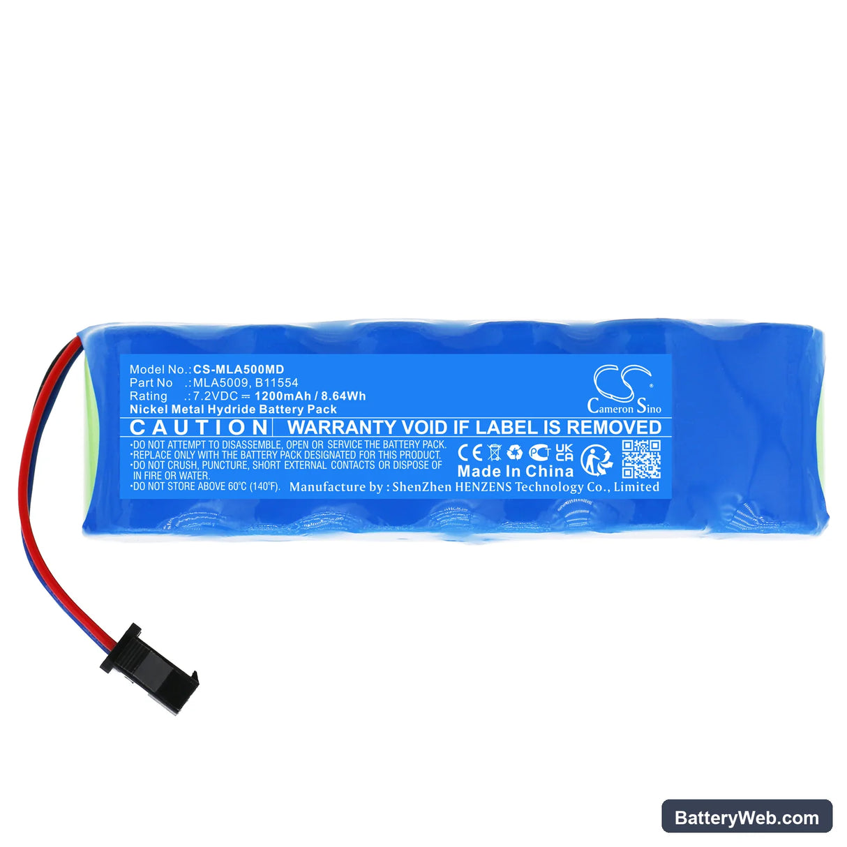 Micro Medical MicroLab 2002 Spirometer Replacement Battery, 7.2V, 1200mAh, Ni-MH 3