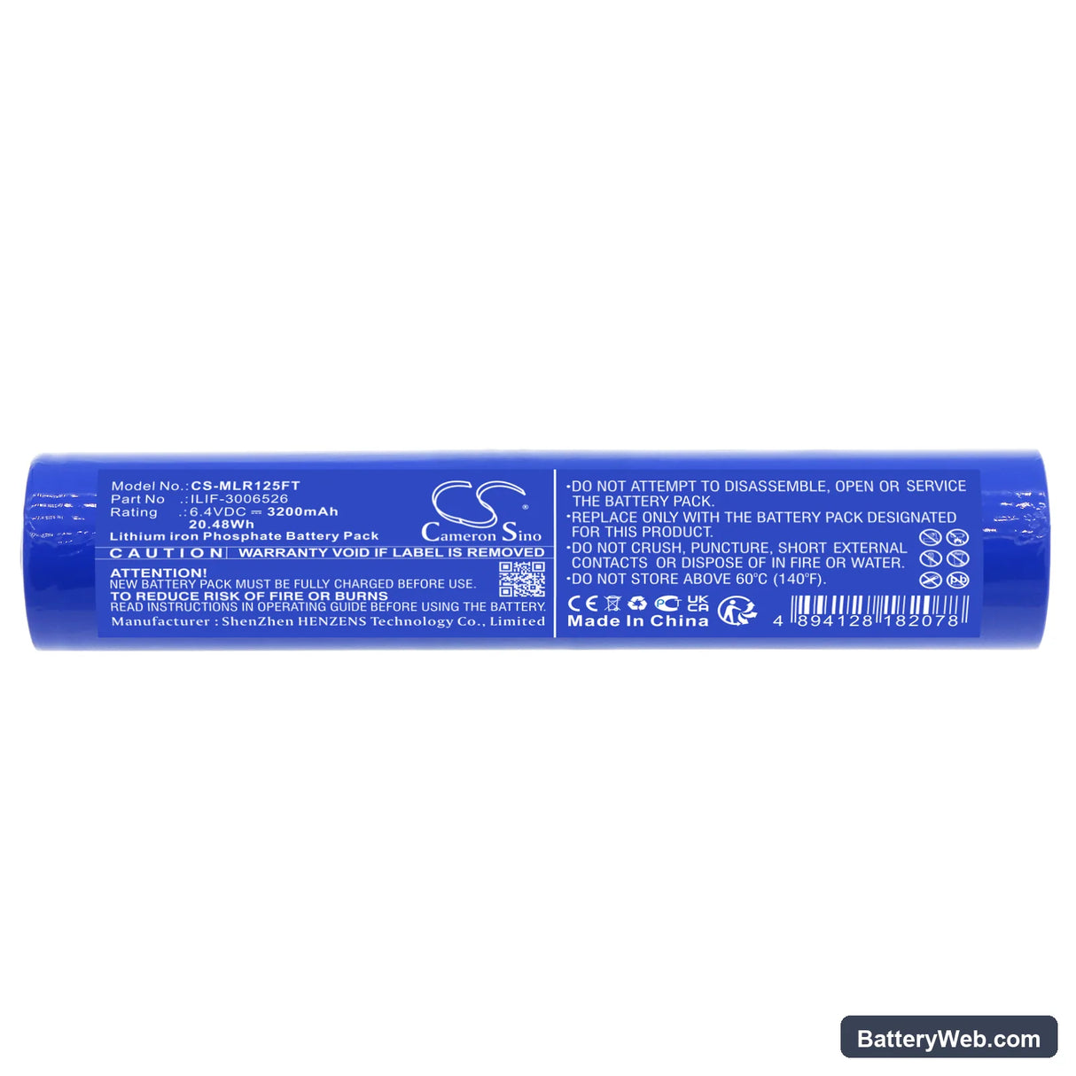 Maglite ML150LR Replacement Battery, 6.4V, 3200mAh, LiFePO4 3