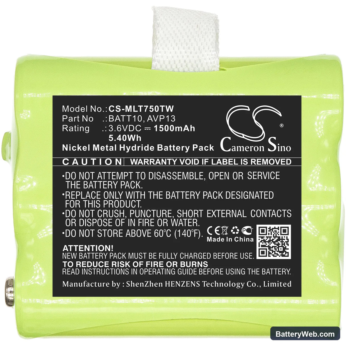 Midland T71 Replacement Battery, 3.6V, 1500mAh, Ni-MH 3