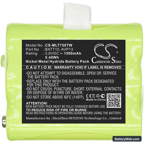 Midland T71 Replacement Battery, 3.6V, 1500mAh, Ni-MH 3