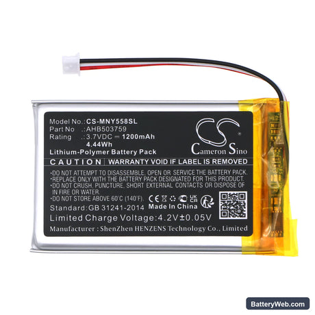 Moonybaby MB55935BV-2T Replacement Battery, 3.7V, 1200mAh, Li-Polymer 3