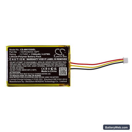 Moonybaby MB55931 Replacement Battery, 3.7V, 1100mAh, Li-Polymer 3